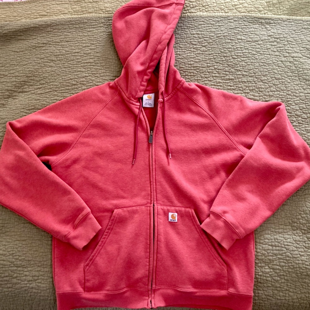 Carhartt Women’s Salmon (Coral). Full Zip Hooded Jacket, Size Large